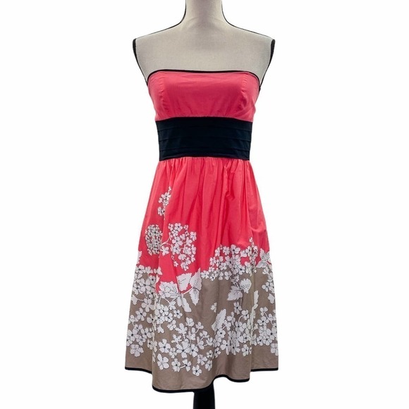SPEECHLESS Pink Brown Floral Strapless Dress - Picture 1 of 11